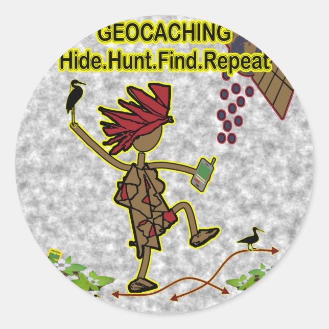 Geocachnig Hide Hunt Find Classic Round Sticker (Front)