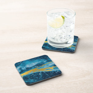 Geode Agate Gemstone Blue and Gold Coaster