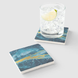 Geode Agate Gemstone Blue and Gold Stone Coaster