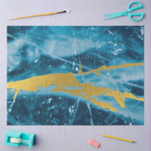 Geode Agate Gemstone Blue and Gold Tissue Paper