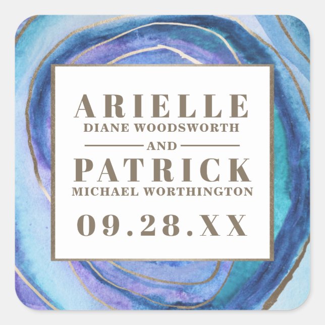 Geode Agate Gemstone Wedding Favour Stickers (Front)