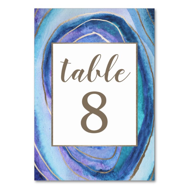 Geode Agate Gemstone Wedding Table Number Cards (Front)
