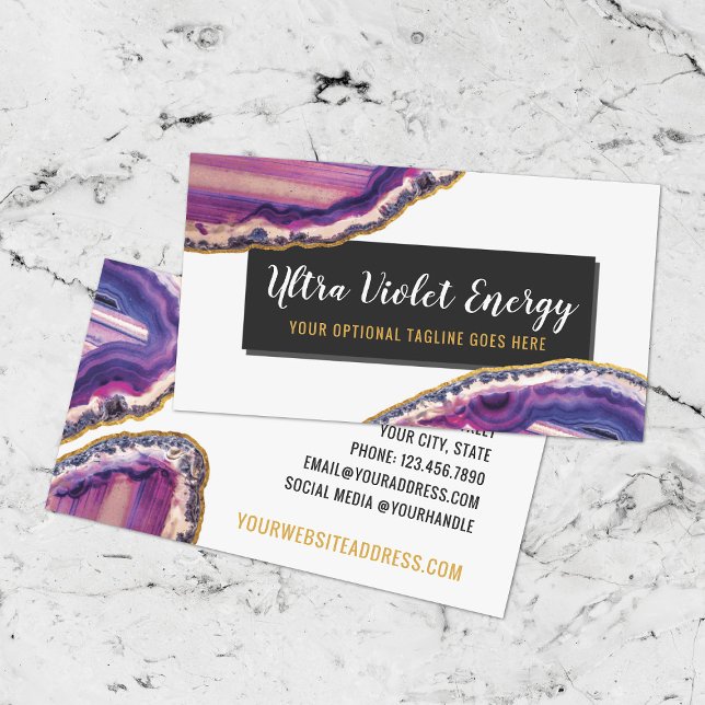 Geode Agate Slice Gemstone Ultra Violet Purple Business Card (Creator Uploaded)