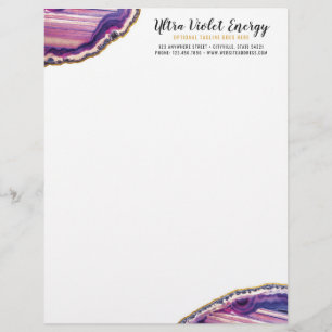 Geode Agate Slice Gemstone Ultra Violet Purple Custom Letterhead