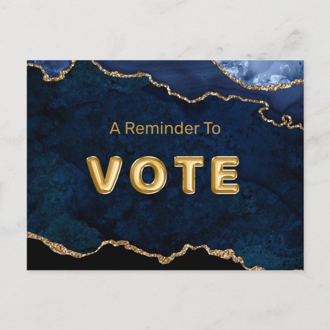 Geode Blue Gilded Vote Postcard (Front)