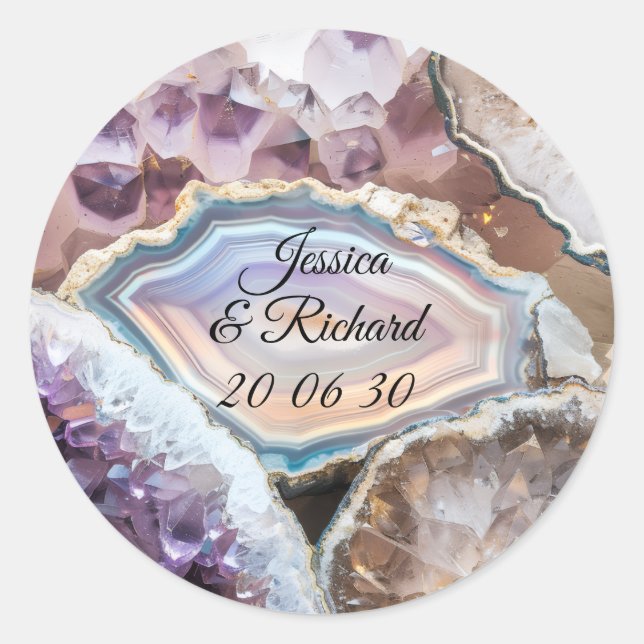 Geode Crystal Wedding Personalized Sticker (Front)
