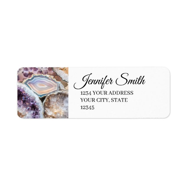 Geode Crystal Wedding Return address Labels (Front)