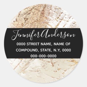 Geode faux gold ivory paint texture marble chic classic round sticker