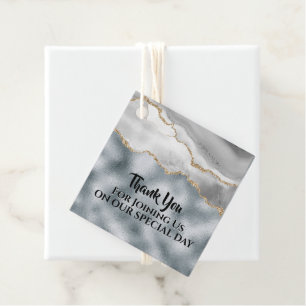 Geode faux silver agate white grey gold elegant favour tags