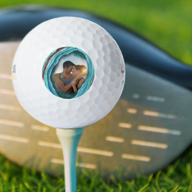 Geode in Turquoise Blue Green with your Photo Golf Balls (Creator Uploaded)