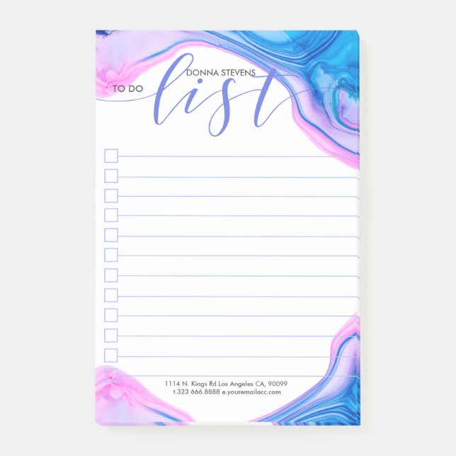Geode ink fluid colours & list typography post-it notes (Front)