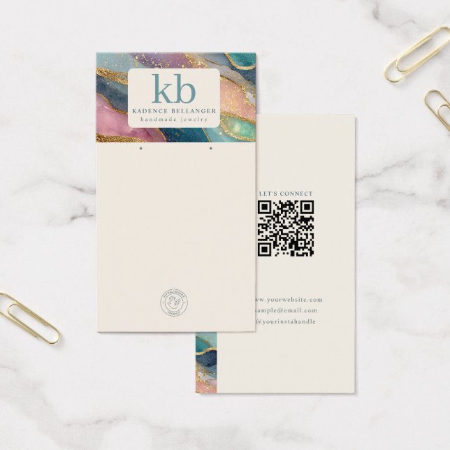 Geode Pattern Monogram Jewellery Display Cards (Office)