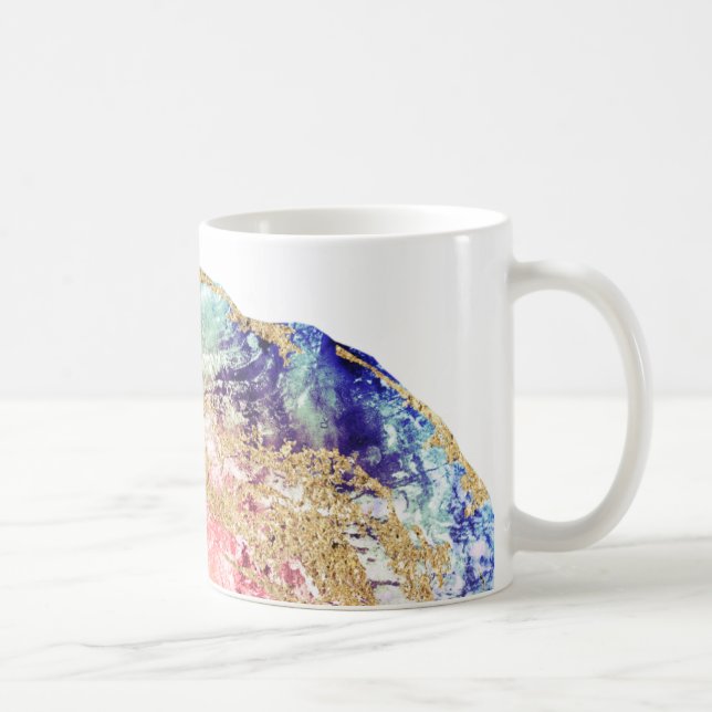 *~* Geode Watercolor Agate Gold Glitter Rock Coffee Mug (Right)