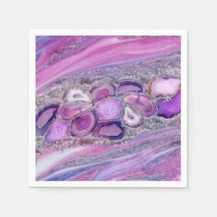 Geodes crystal Flow - Purple and Violet Napkin
