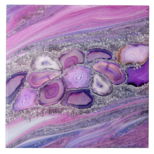 Geodes crystal Flow - Purple and Violet Tile