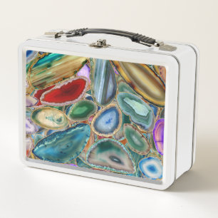Geodes crystal pattern - Multicolor Metal Lunch Box