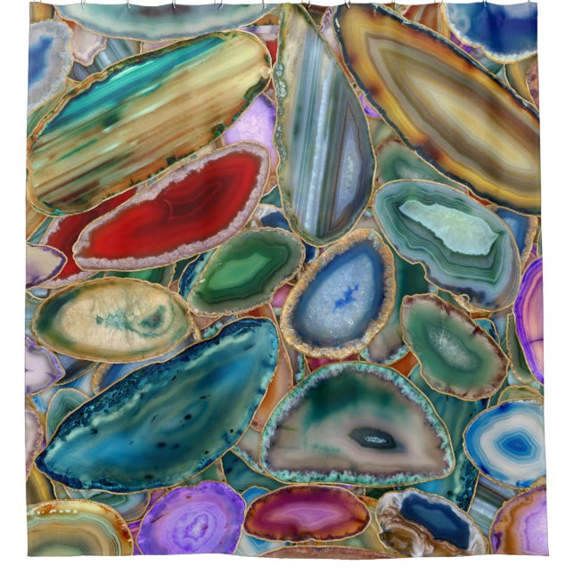 Geodes crystal pattern - Multicolor Shower Curtain (Front)