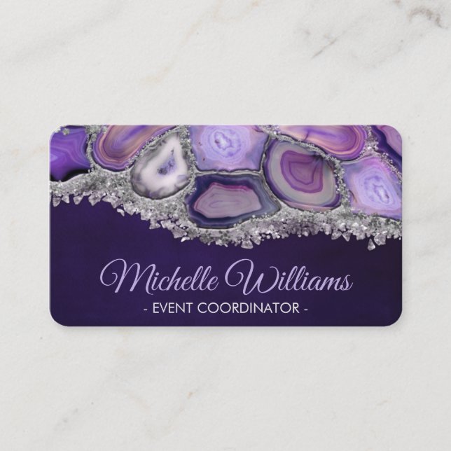 Geodes crystals  - Purple and Violet  Business Card (Front)