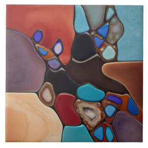 Geodes - Faux Stained Glass Mosaic Abstract Art Tile
