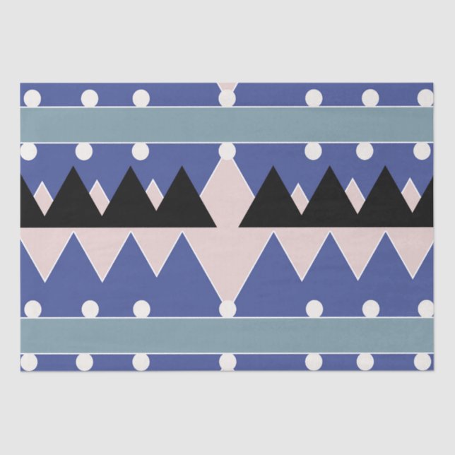 Geoemetric Blue Pink Black Teal Pattern Tissue Paper (Front)