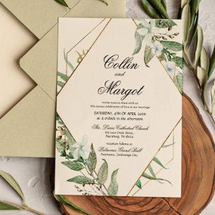 Geoemetric Greenery Wedding Invitation