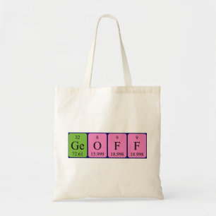 Geoff periodic table name tote bag