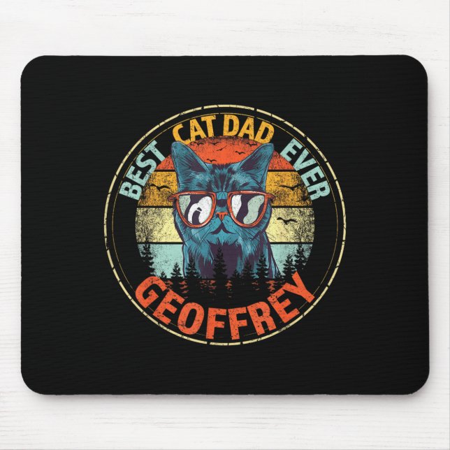 Geoffrey Cat Dad Ever Funny Name Mouse Pad (Front)