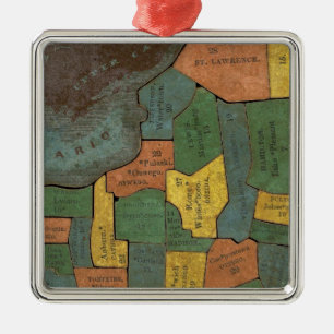 Geographical Analysis of the State of New York Metal Tree Decoration