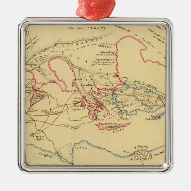Geographie des Grecs Primitive Metal Tree Decoration (Front)