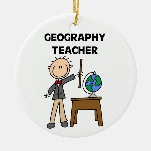 Geography Teacher Ceramic Tree Decoration (Front)