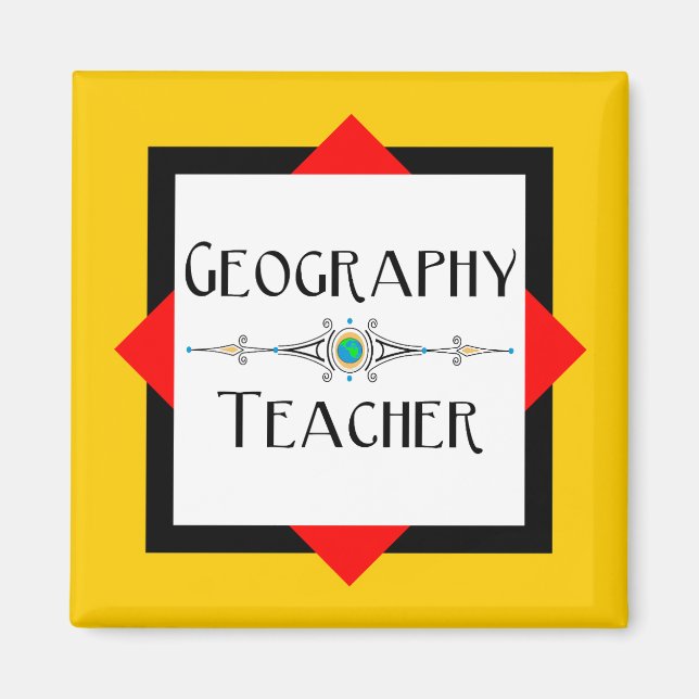 Geography Teacher Colour Block Magnet (Front)