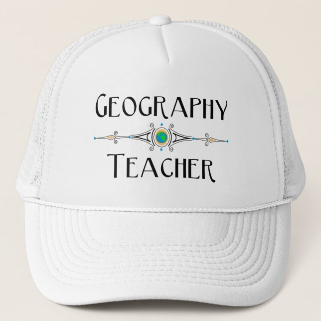Geography Teacher Decorative Line Trucker Hat (Front)
