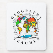 Geography Teacher with Colorful Globe Graphic