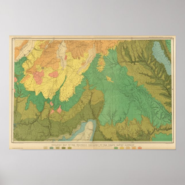Geologic Map Of The Mesozoic Terraces Poster (Front)