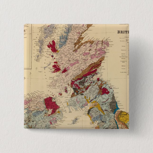 Geological map, British Isles 15 Cm Square Badge (Front)