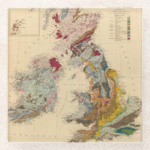 Geological map, British Isles Glass Coaster