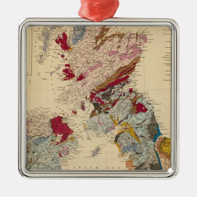 Geological map, British Isles Metal Tree Decoration (Front)