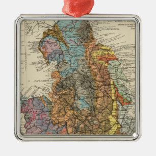Geological map England, Wales Metal Tree Decoration