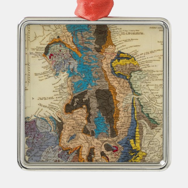 Geological map, England, Wales Metal Tree Decoration (Front)