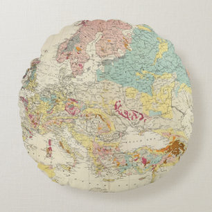 Geological map Europe Round Cushion