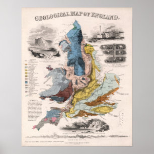 Geological Map of England Poster