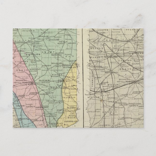 Geological map of Indiana Postcard (Front)