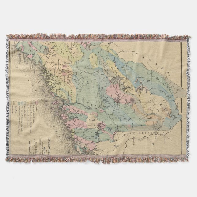 Geological map of Maine Throw Blanket (Front)