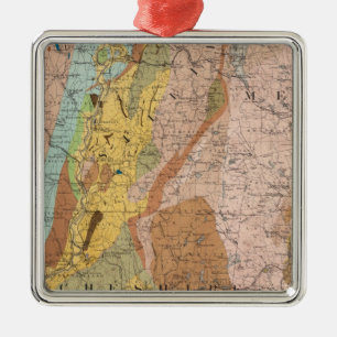Geological Map of New Hampshire 2 Metal Tree Decoration