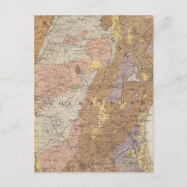 Geological Map of New Hampshire 4 Postcard (Front)