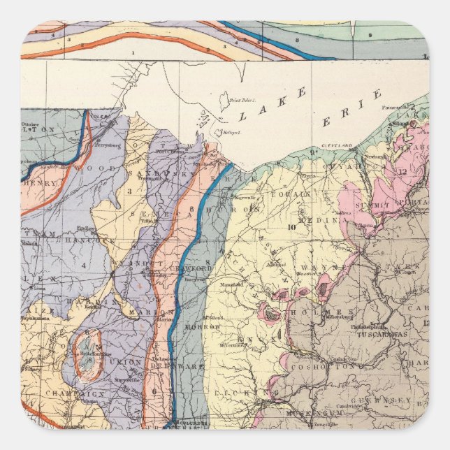 Geological map of Ohio Square Sticker (Front)