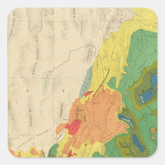 Geological Map Of The Western Part Square Sticker (Front)
