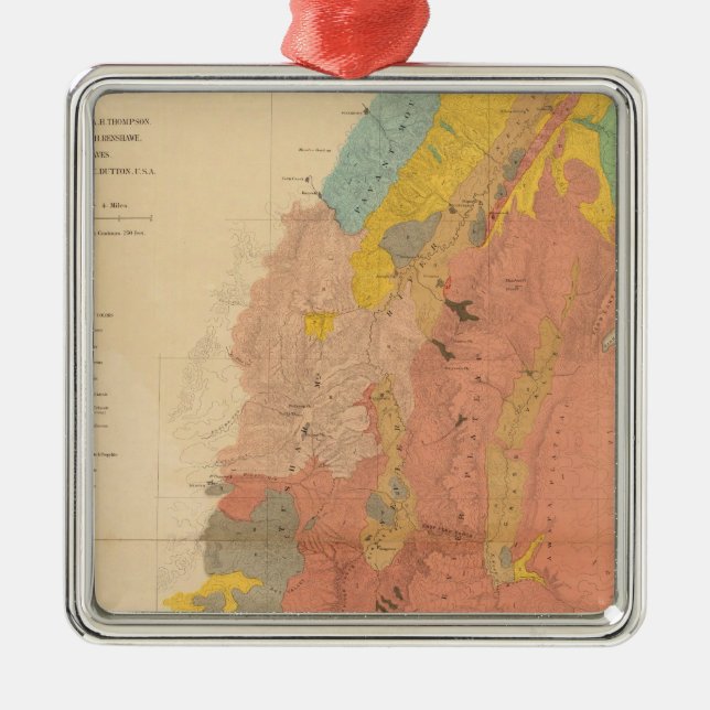 Geological map of Utah Metal Tree Decoration (Front)