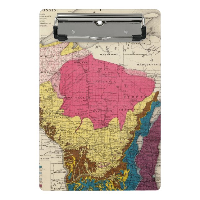 Geological map of Wisconsin Mini Clipboard (Front)