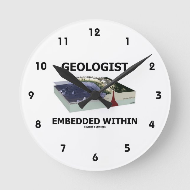 Geologist Embedded Within (Subduction Zone) Round Clock (Front)